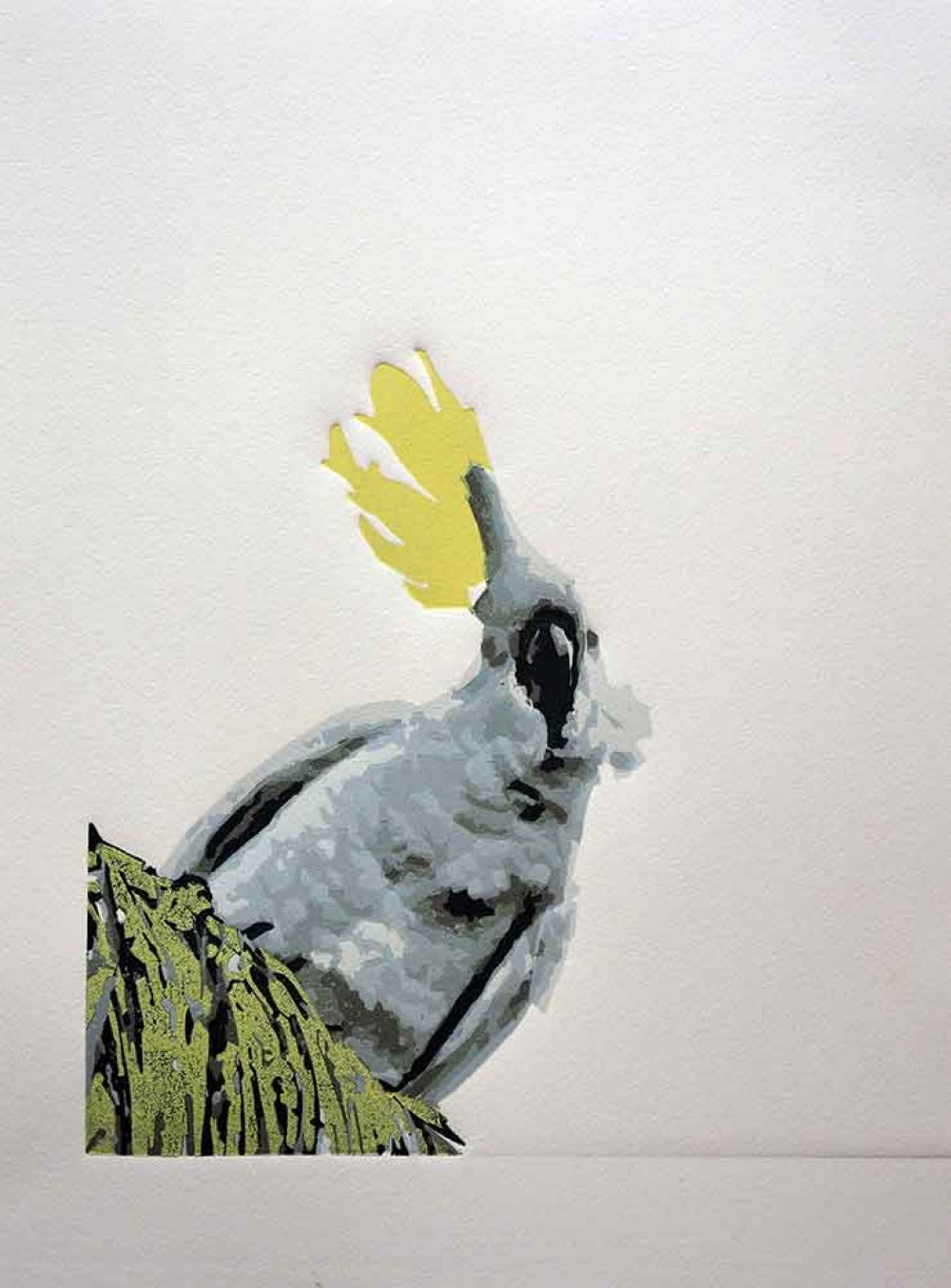 Ruffled Feathers reductive linoprint by Kim Herringe - colour 8 of 11