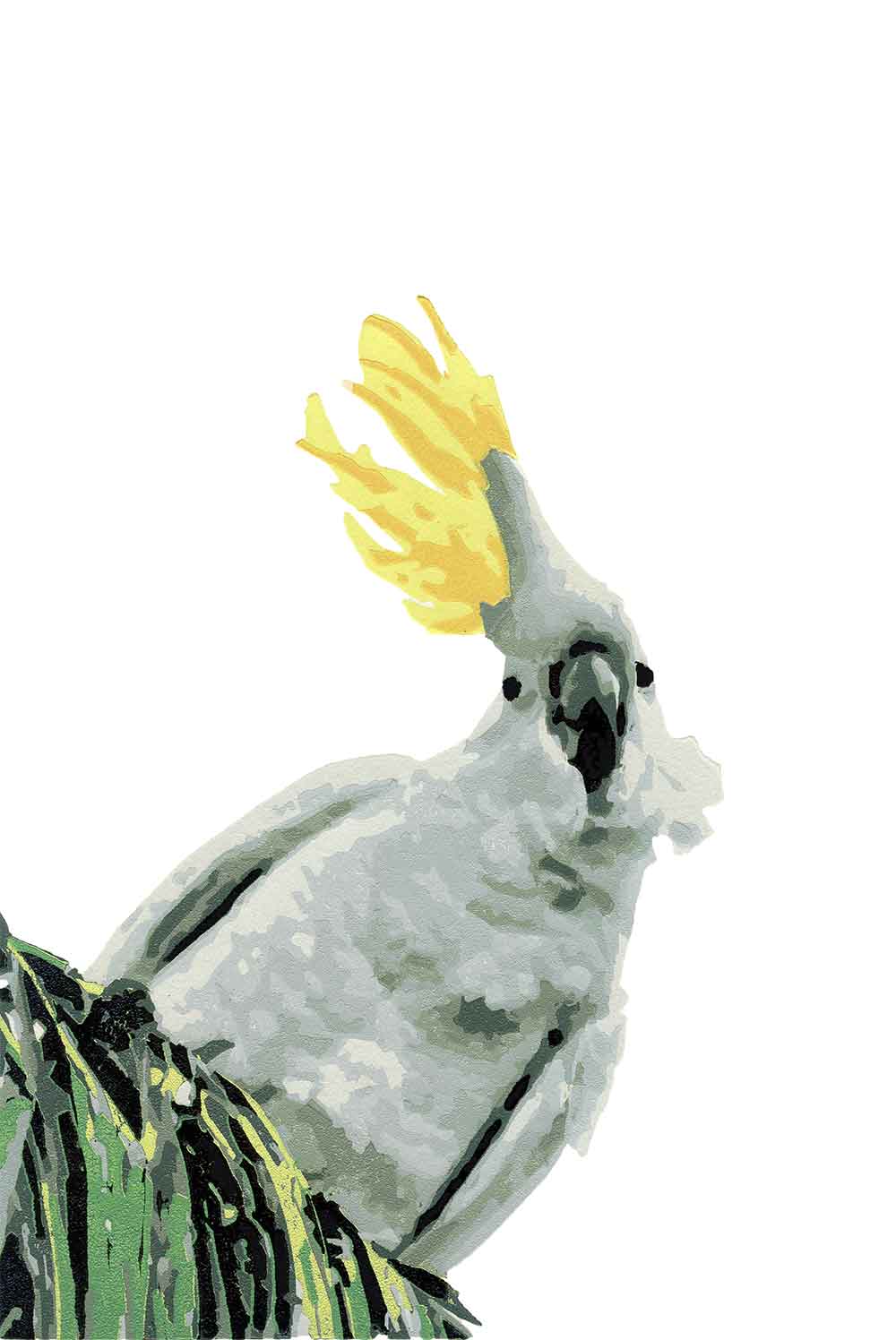 Ruffled Feathers - reduction linocut, Kim herringe