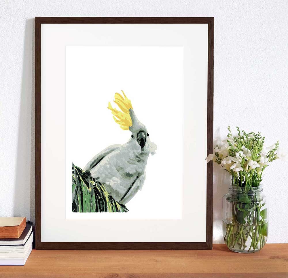 Framed example of Watching giclee reproduction - Ruffled Feathers