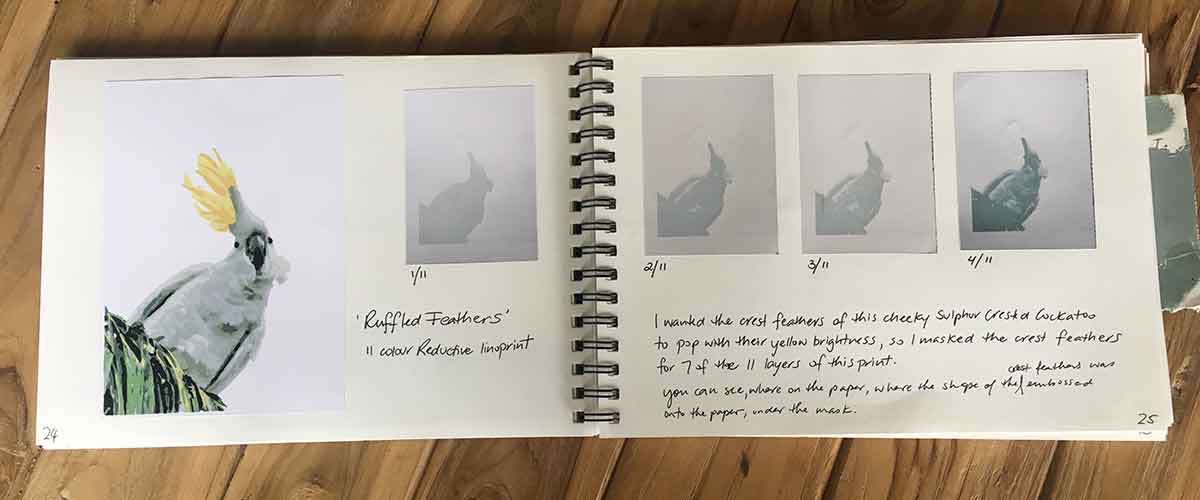 my printmaking process book - Ruffled Feathers by Kim Herringe