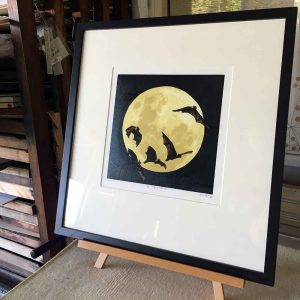 The Night Watch, reductive linoprint by Kim Herringe - Framing suggestion