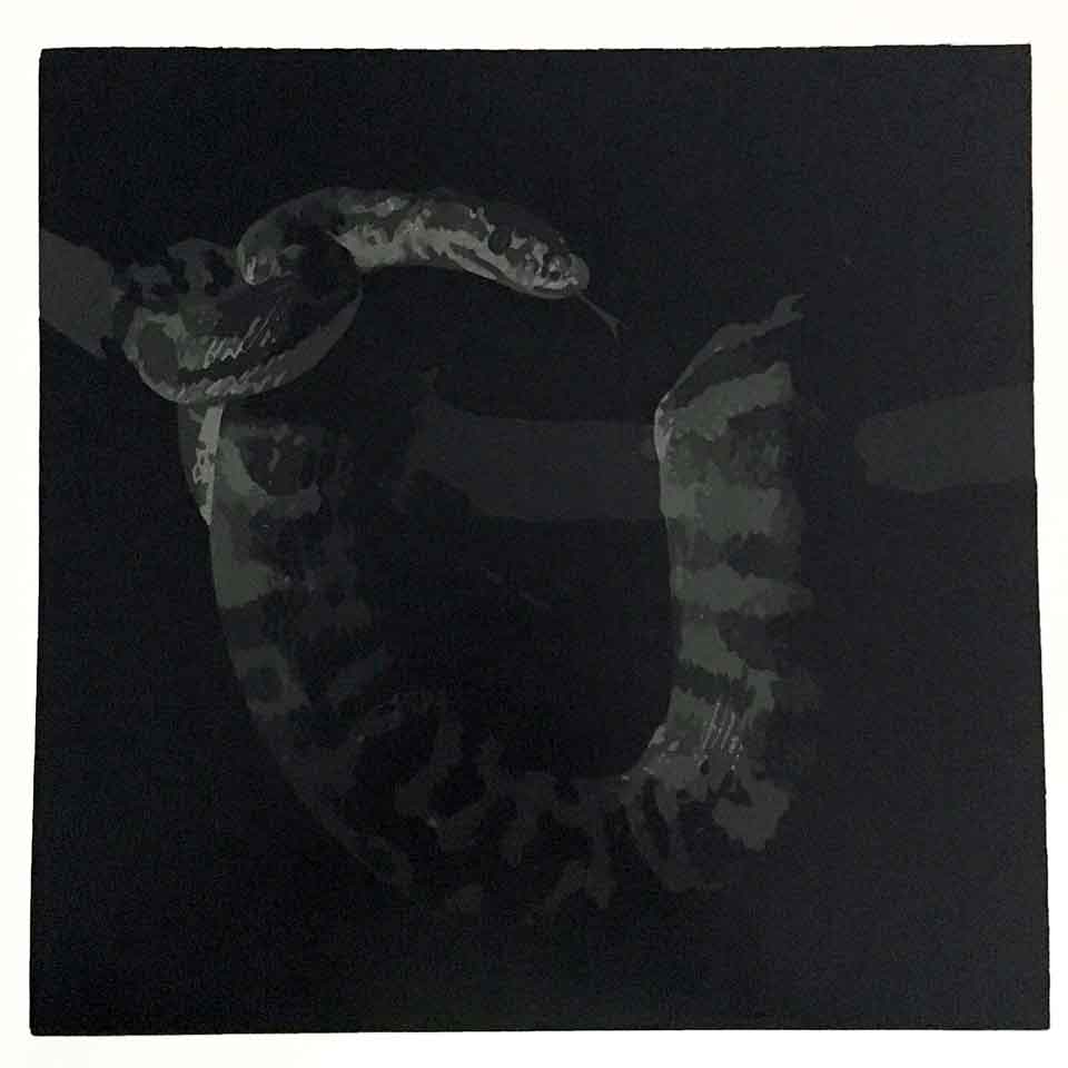 Silent Night, reductive linoprint by Kim Herringe