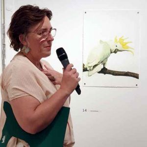 Me giving an artist talk at the Kyoto Hanga International Print Exhibition (Photo courtesy Tory Richards)