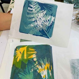 Buderim Craft Centre Textiles Group gel plate monoprinting workshop January 2020