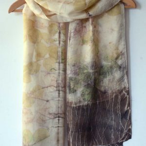 Botanical Eco Print Silk Scarf 160-01