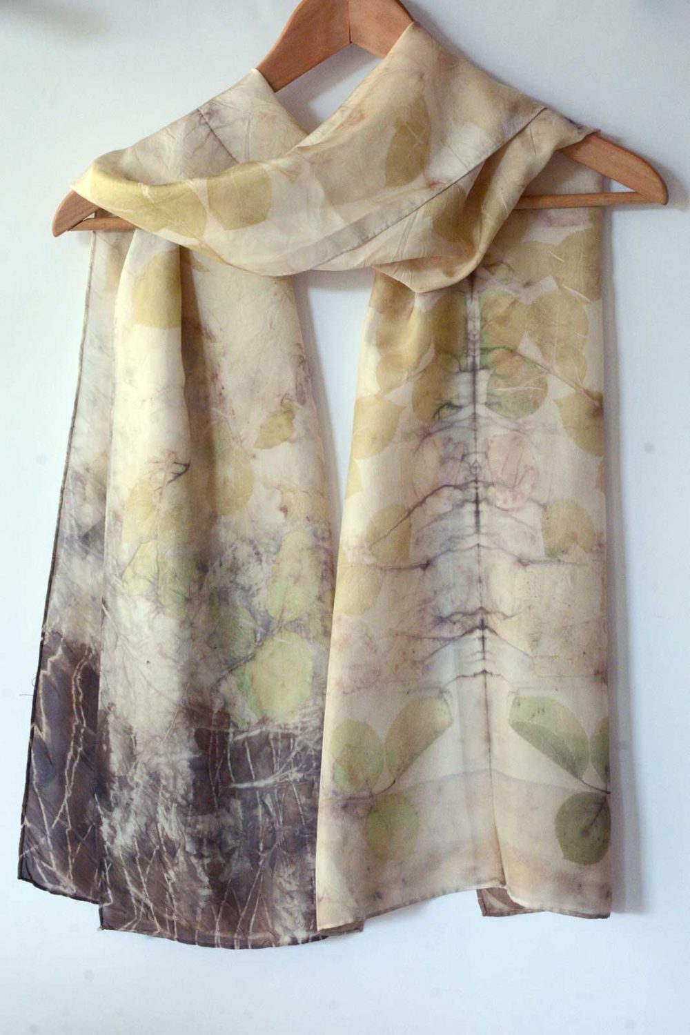 Botanical Eco Print Silk Scarf 160-01