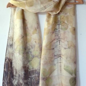 Botanical Eco Print Silk Scarf 160-01