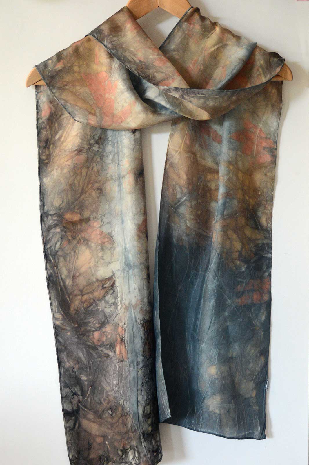 botanically printed silk scarf Eco printed large silk scarf
