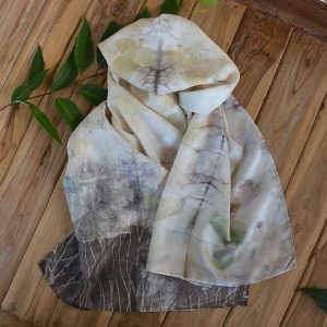 Botanical Print Silk Scarf 160-01
