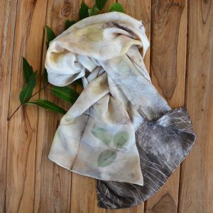 Botanical Print Silk Scarf 160-01