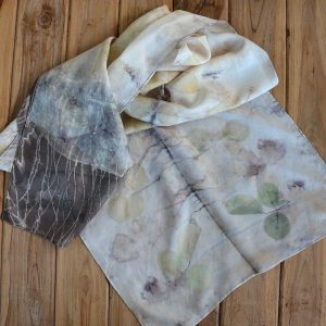 Botanical Print Silk Scarf 160-01