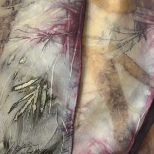Botanical Eco Print Silk Scarf 160-04 - detail