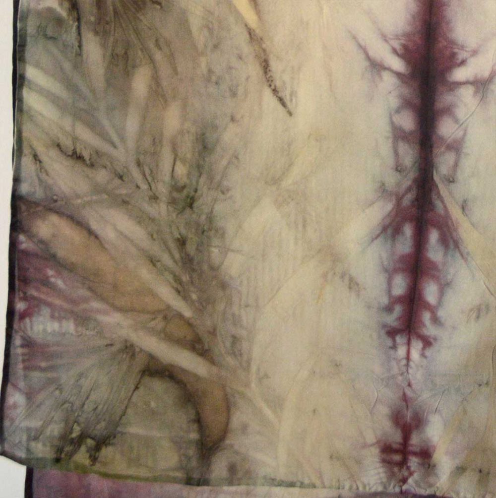 Botanical Eco Print Silk Scarf 160-04 - detail