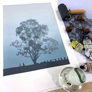 Reduction linocut print, Kim herringe