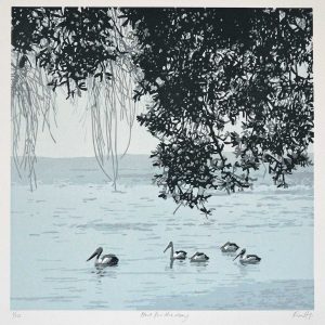 Out for the day - Reduction Linocut - Kim Herringe