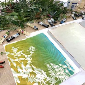 Gel plate monoprint in progress