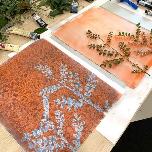 Gel plate monoprint in progress