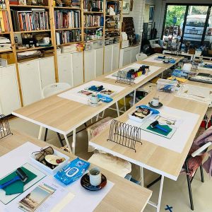 Colour and Reductive Linoprinting workshop with lots of social distancing space :-)