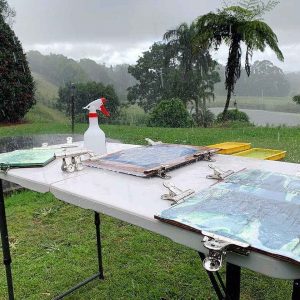 Cyanotype workshop September 2020 - in the rain!