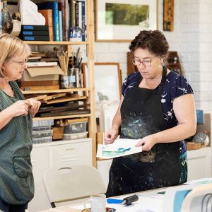 Printmaking workshops with Kim Herringe, Maleny. Linocut workshop