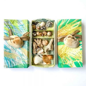 Gel plate printed Sea Treasure Boxes