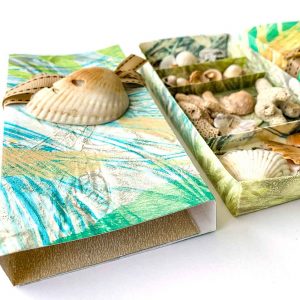 Gel plate printed Sea Treasure Boxes