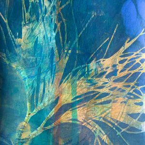 beachcombing inspired gelatin plate monoprint