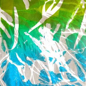 beachcombing inspired gelatin plate monoprint