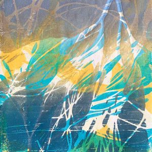 beachcombing inspired gelatin plate monoprint