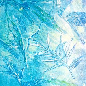 beachcombing inspired gelatin plate monoprint