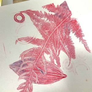 Gelatin plate monoprinting workshop February 2021