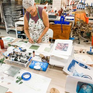 Gelatin plate monoprinting workshop February 2021