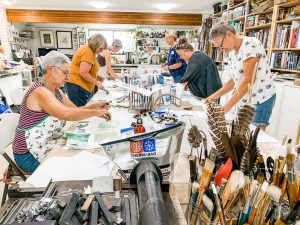 Gelatin plate monoprinting workshop February 2021