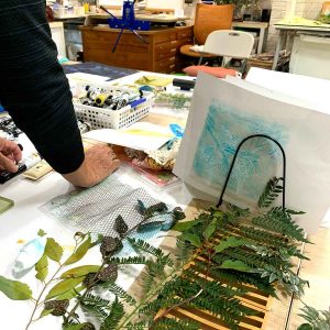 Gel plate print a pack of postcards March 21