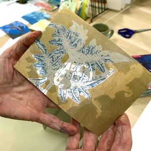 Gel plate print a pack of postcards March 21