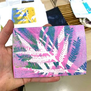 Gel plate print a pack of postcards March 21