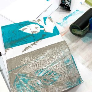 Gel plate print a pack of postcards March 21