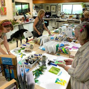 Gel plate print a pack of postcards March 21