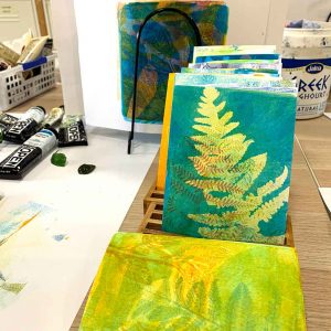 Gel plate print a pack of postcards March 21