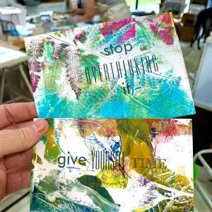 Gel plate print a pack of postcards March 21