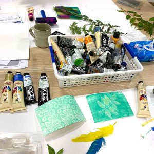 Gel plate print a pack of postcards March 21