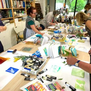 Gel plate print a pack of postcards March 21