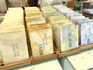 The letterpress printed postcard fronts