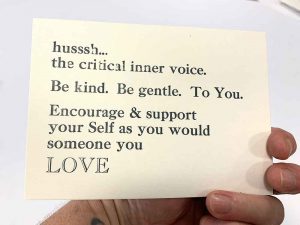 Note to self - husssh ... the critical inner voice