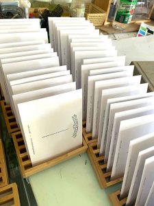 The letterpress printed postcard backs