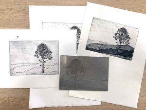 etching workshop - line drawing with and without tone example
