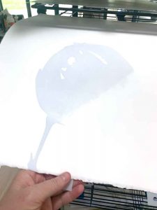 Magpie Stories - Hello - reduction linocut - layer 1