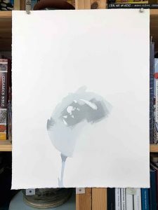 Magpie Stories - Hello - reduction linocut - layer 2