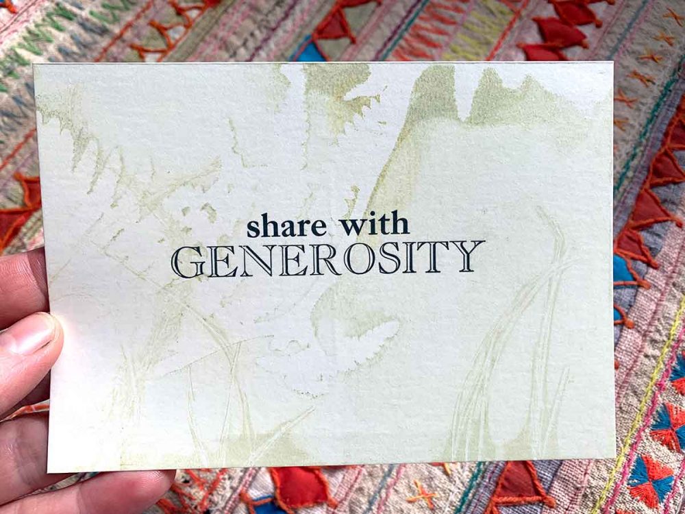 Share with generosity