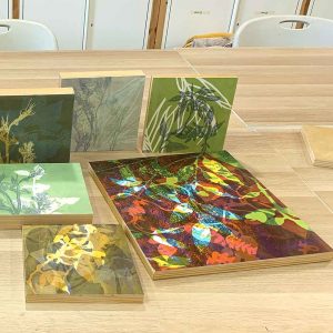 mount paper to wooden panel